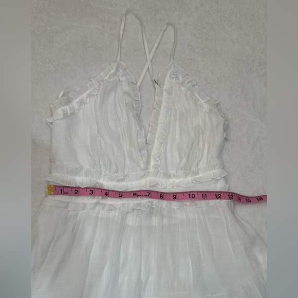 Aakaa White Ruffled Tiered Mini Dress Size M - Picture 4 of 12